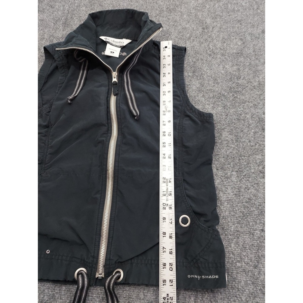 Columbia Omni Shade Vest Women Small Black Full Zip Sleeveless Drawstring Hiking - Picture 8 of 14